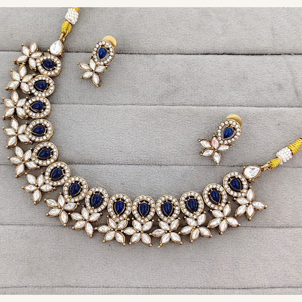 Rajwadi Collection Royal Pota And Crystal Stone Statement Necklace Set