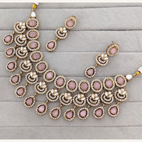 Rajwadi Collection Royal Pota And Crystal Stone Statement Necklace Set