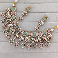 Rajwadi Collection Royal Pota And Crystal Stone Statement Necklace Set