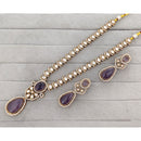 Rajwadi Collection Royal Pota Stone Statement Necklace Set