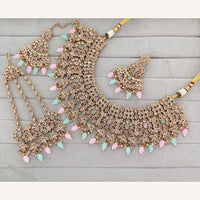 Rajwadi Collection Grand Crystal Stone And Pearl Necklace Set