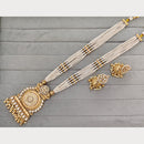Rajwadi Collection Royal Pota Stone And Pearl Statement Long Necklace Set