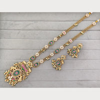 Rajwadi Collection Royal Pota Stone And Pearl Statement Long Necklace Set