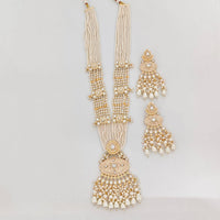 Rajwadi Collection Royal Pota Stone And Pearl Meenakari Long Necklace Set