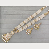 Rajwadi Collection Royal Pota Stone And Pearl Meenakari Long Necklace Set
