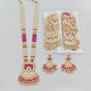Rajwadi Collection Royal Pota Stone And Pearl Meenakari Long Necklace Set