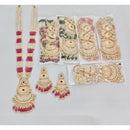 Rajwadi Collection Royal Pota Stone And Pearl Meenakari Long Necklace Set
