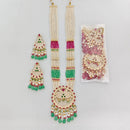 Rajwadi Collection Royal Pota Stone And Pearl Meenakari Long Necklace Set