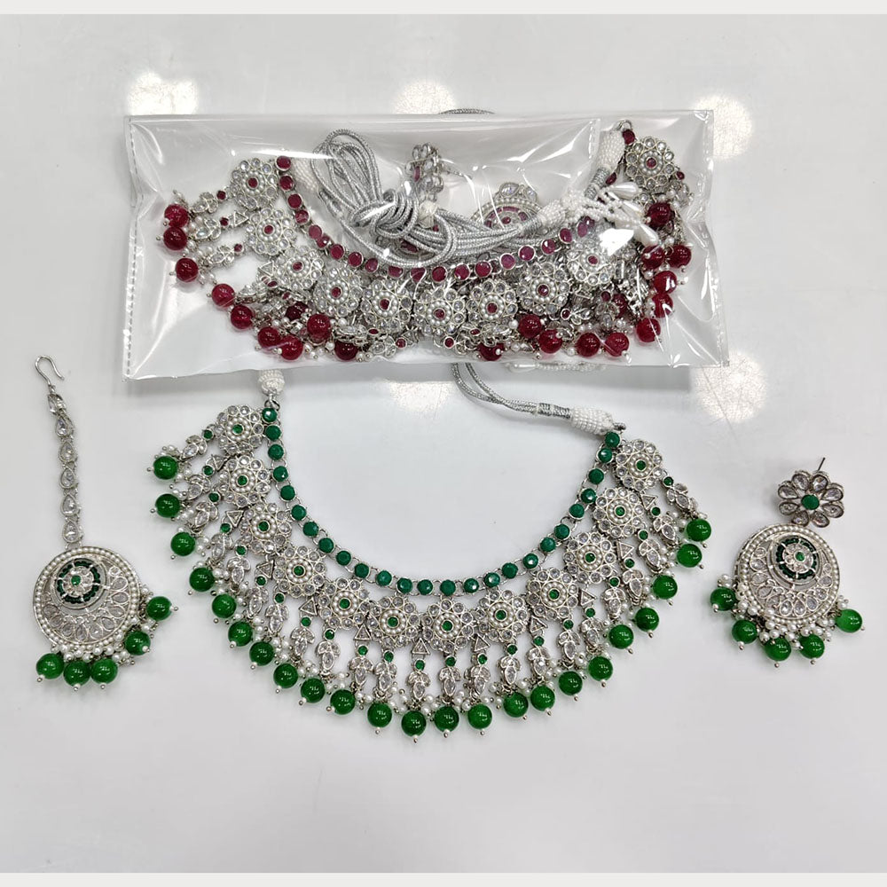 Rajwadi Collection Grand Crystal Stone And Pearl Necklace Set