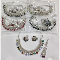 Rajwadi Collection Grand Crystal Stone And Pearl Necklace Set