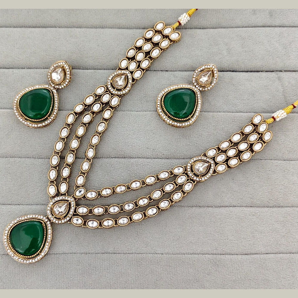 Rajwadi Collection Heritage Pota Stone Necklace Set