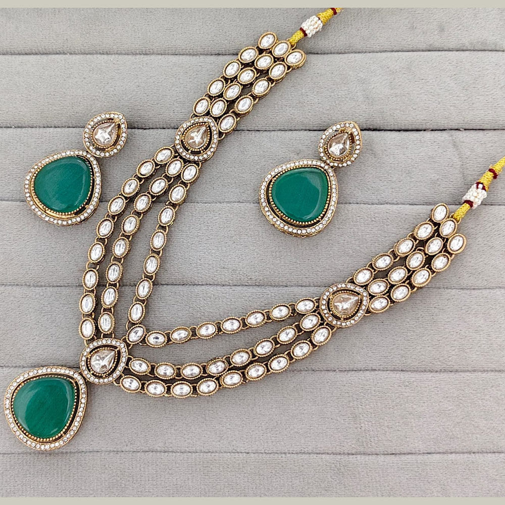 Rajwadi Collection Heritage Pota Stone Necklace Set
