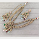 Rajwadi Collection Glam Crystal Stone Beads And Pearl Traditional Necklace Set
