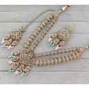 Rajwadi Collection Glam Crystal Stone Beads And Pearl Traditional Necklace Set