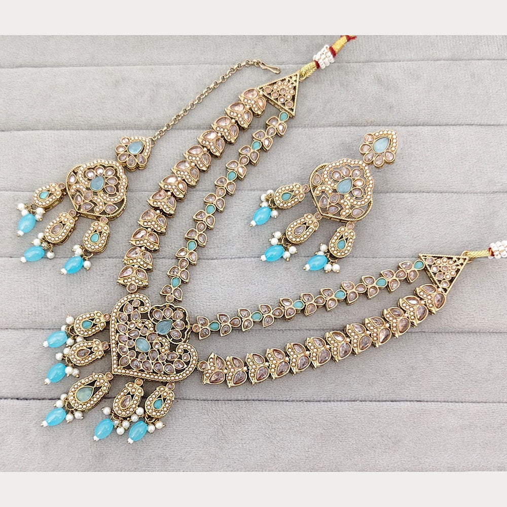 Rajwadi Collection Glam Crystal Stone Beads And Pearl Traditional Necklace Set