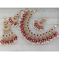 Rajwadi Collection Glam Crystal Stone And Pearl Traditional Necklace Set