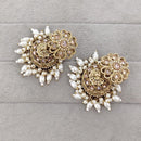 Rajwadi Collection Royal Crystal Stone Pearl And Beads Jhumki Earrings