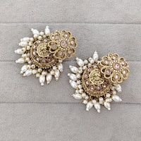 Rajwadi Collection Royal Crystal Stone Pearl And Beads Jhumki Earrings