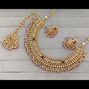 Rajwadi Collection Graceful Pota Stone And Pearl Necklace Set With Earrings