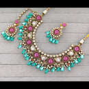 Rajwadi Collection Graceful Pota Stone And Pearl Necklace Set With Earrings