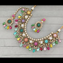 Rajwadi Collection Graceful Pota Stone And Pearl Necklace Set With Earrings