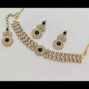 Rajwadi Collection Graceful Pota Stone And Austrian Stone Choker Necklace Set With Earrings