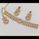 Rajwadi Collection Graceful Pota Stone And Austrian Stone Choker Necklace Set With Earrings