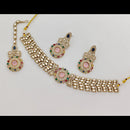 Rajwadi Collection Graceful Pota Stone And Austrian Stone Choker Necklace Set With Earrings