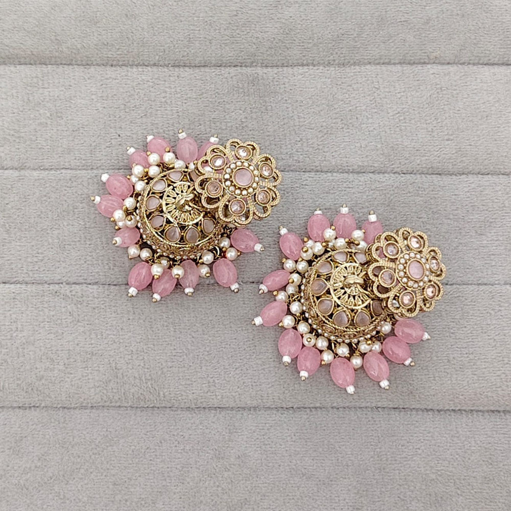 Rajwadi Collection Sparkling Crystal Stone And Beads Jhumki Earrings
