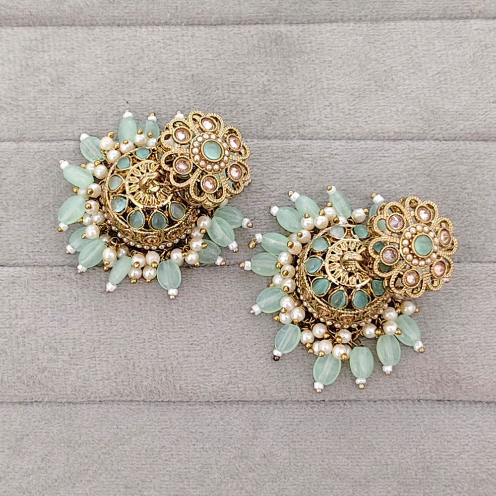 Rajwadi Collection Sparkling Crystal Stone And Beads Jhumki Earrings