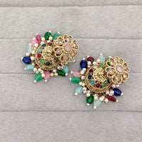 Rajwadi Collection Sparkling Crystal Stone And Beads Jhumki Earrings