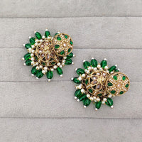 Rajwadi Collection Sparkling Crystal Stone And Beads Jhumki Earrings