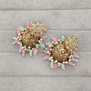 Rajwadi Collection Sparkling Crystal Stone And Beads Jhumki Earrings