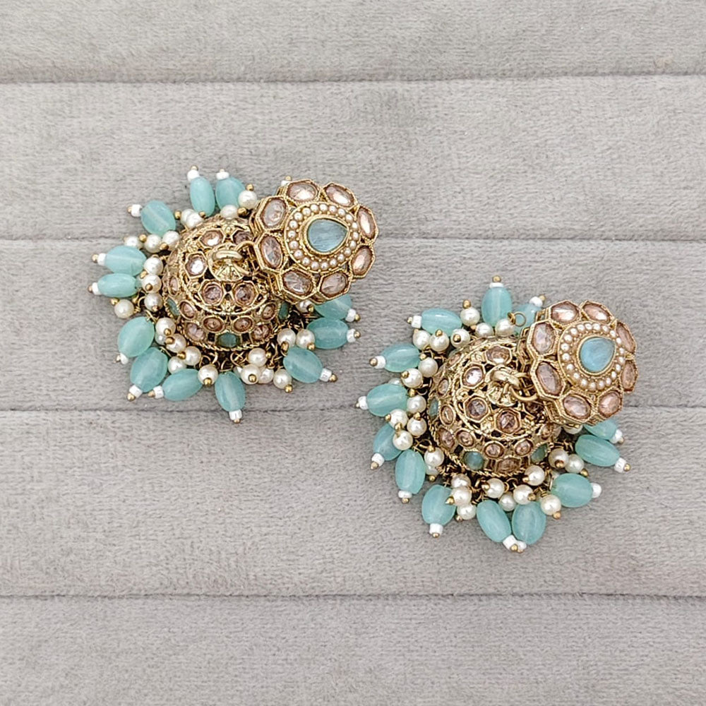 Rajwadi Collection Sparkling Crystal Stone And Beads Jhumki Earrings