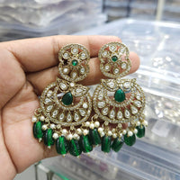 Rajwadi Collection Ethnic Pota Stone And Beads Dangler Earrings