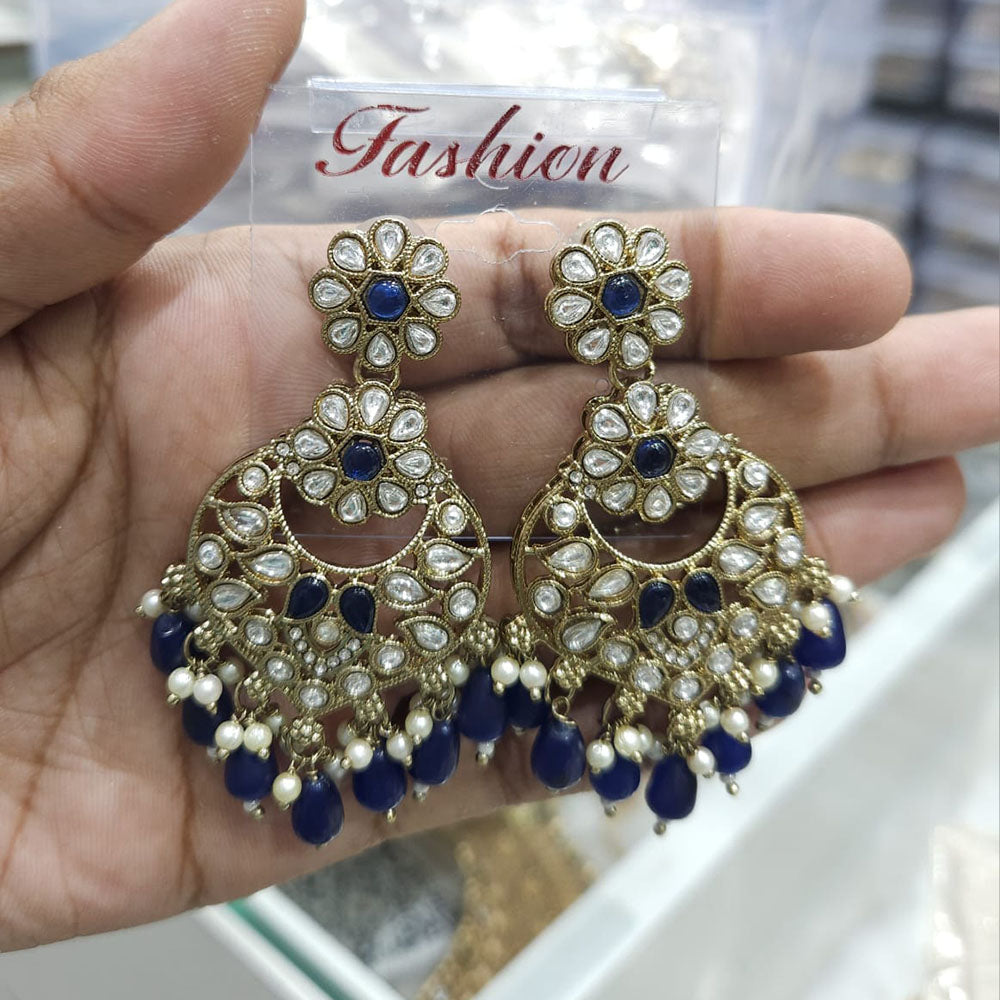Rajwadi Collection Ethnic Pota Stone And Beads Dangler Earrings
