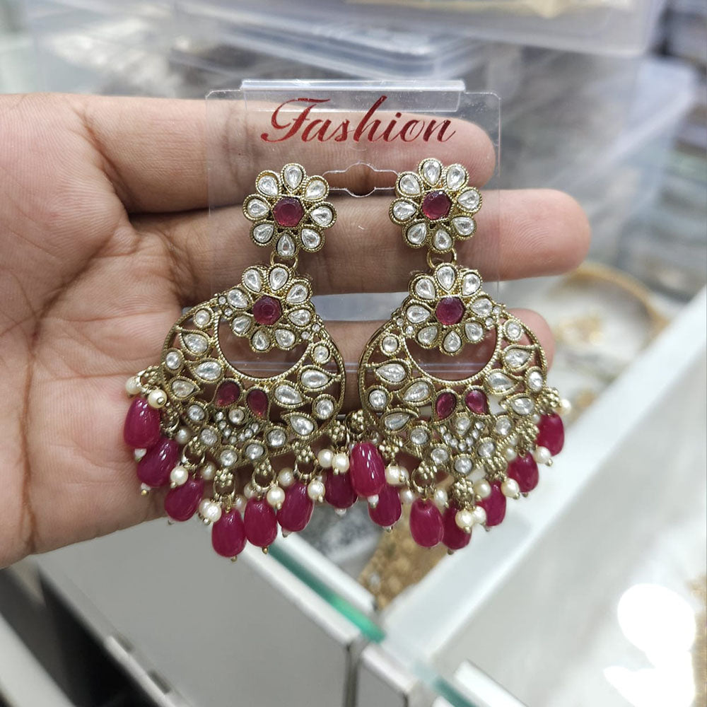 Rajwadi Collection Ethnic Pota Stone And Beads Dangler Earrings