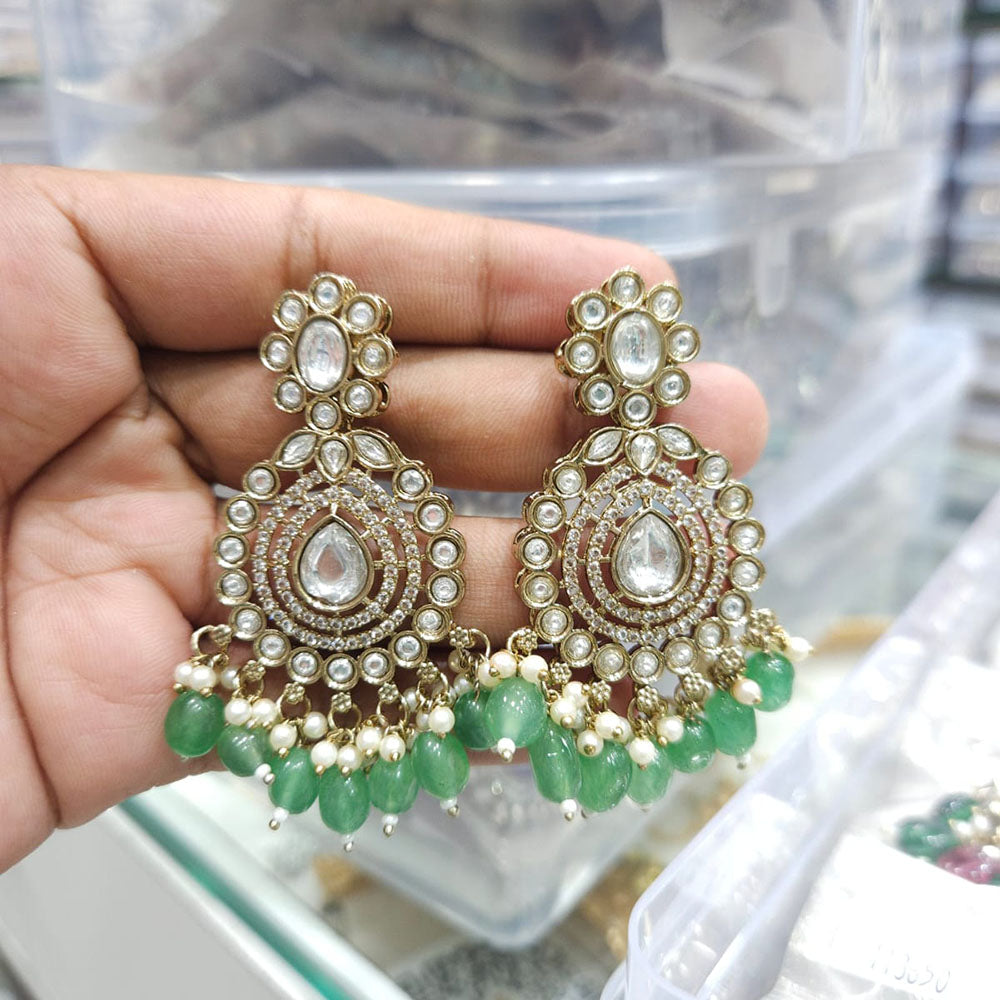 Rajwadi Collection Ethnic Pota Stone And Beads Dangler Earrings
