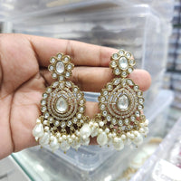 Rajwadi Collection Ethnic Pota Stone And Beads Dangler Earrings