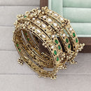 Rajwadi Collection Heritage Pota Stone And Pearl Bangles Set