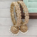 Rajwadi Collection Shimmer Crystal Stone And Pearl Bangles Set