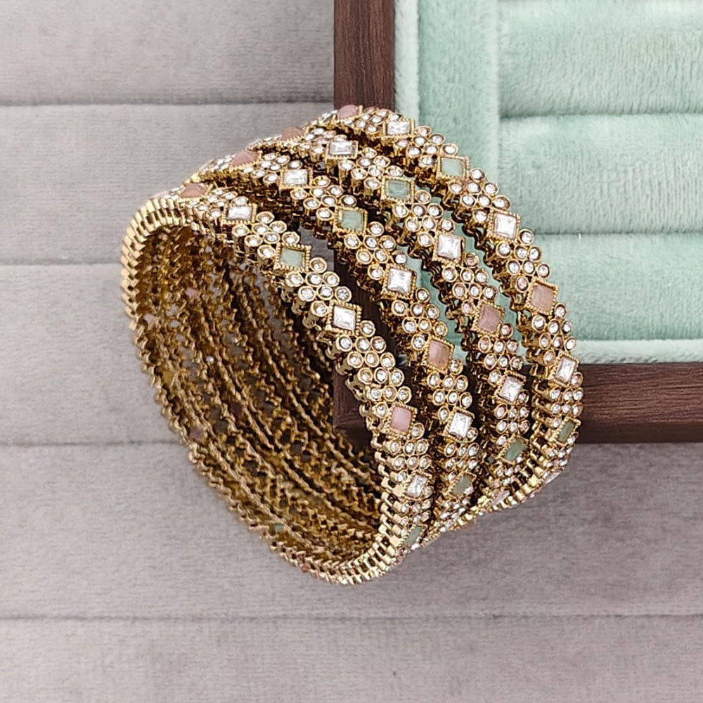 Rajwadi Collection Heritage Pota Stone Bangles Set