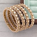 Rajwadi Collection Shimmer Crystal Stone And Pearl Bangles Set