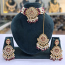 Rajwadi Collection Grand Crystal Stone Pearl And Beads Choker Necklace Set