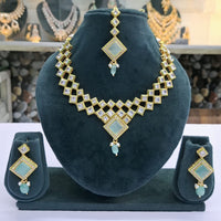 Rajwadi Collection Glam Crystal Stone Beads And Pearl Traditional Necklace Set