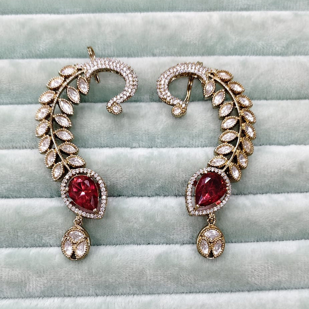 Rajwadi Collection Glamorous American Diamond (Left & Right) Ear Cuff Earrings