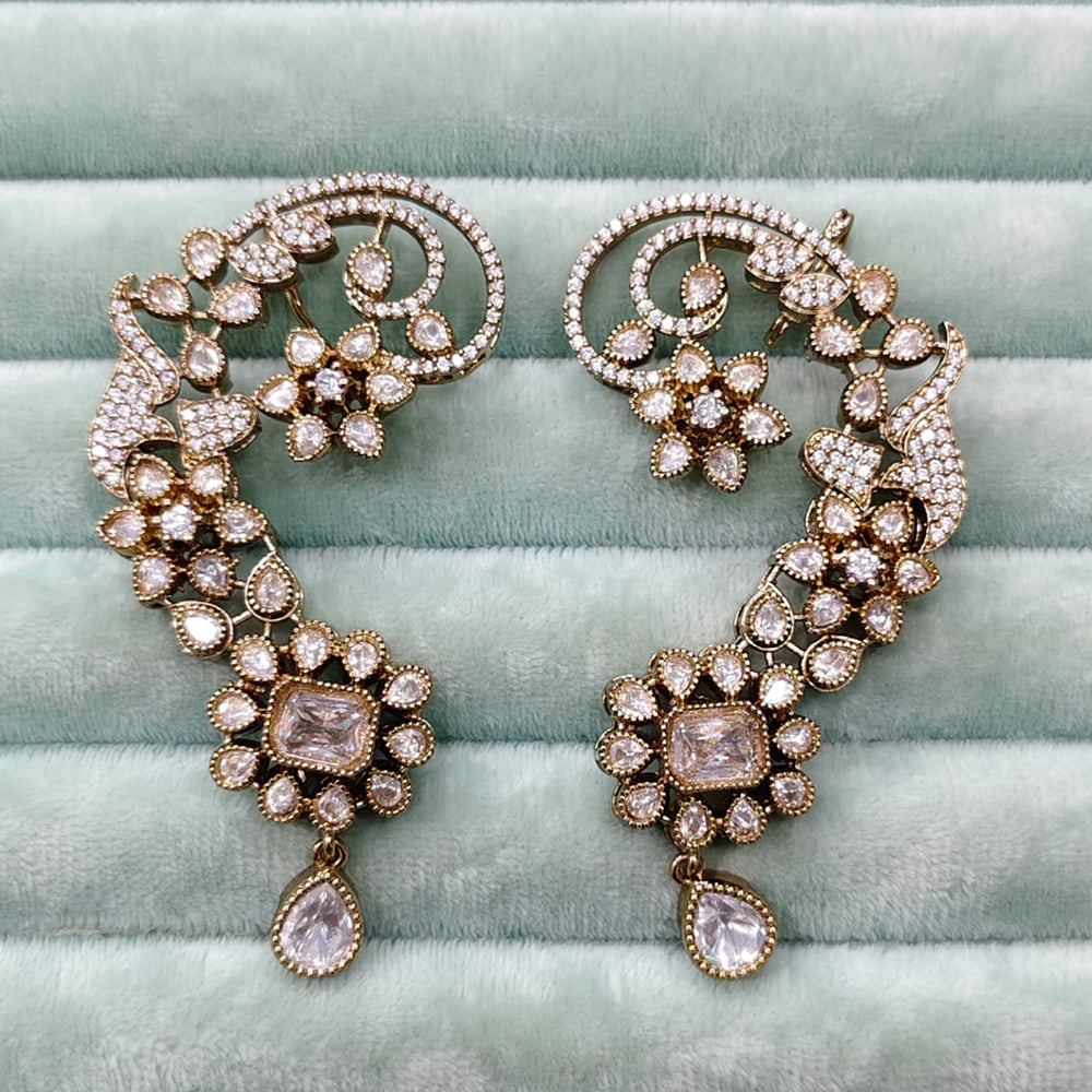 Rajwadi Collection Glamorous American Diamond (Left & Right) Ear Cuff Earrings