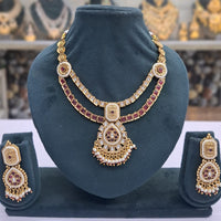 Rajwadi Collection Pota Stone Pearl And Beads Statement Necklace Set