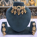 Rajwadi Collection Pota Stone And Pearl Statement Choker Necklace Set