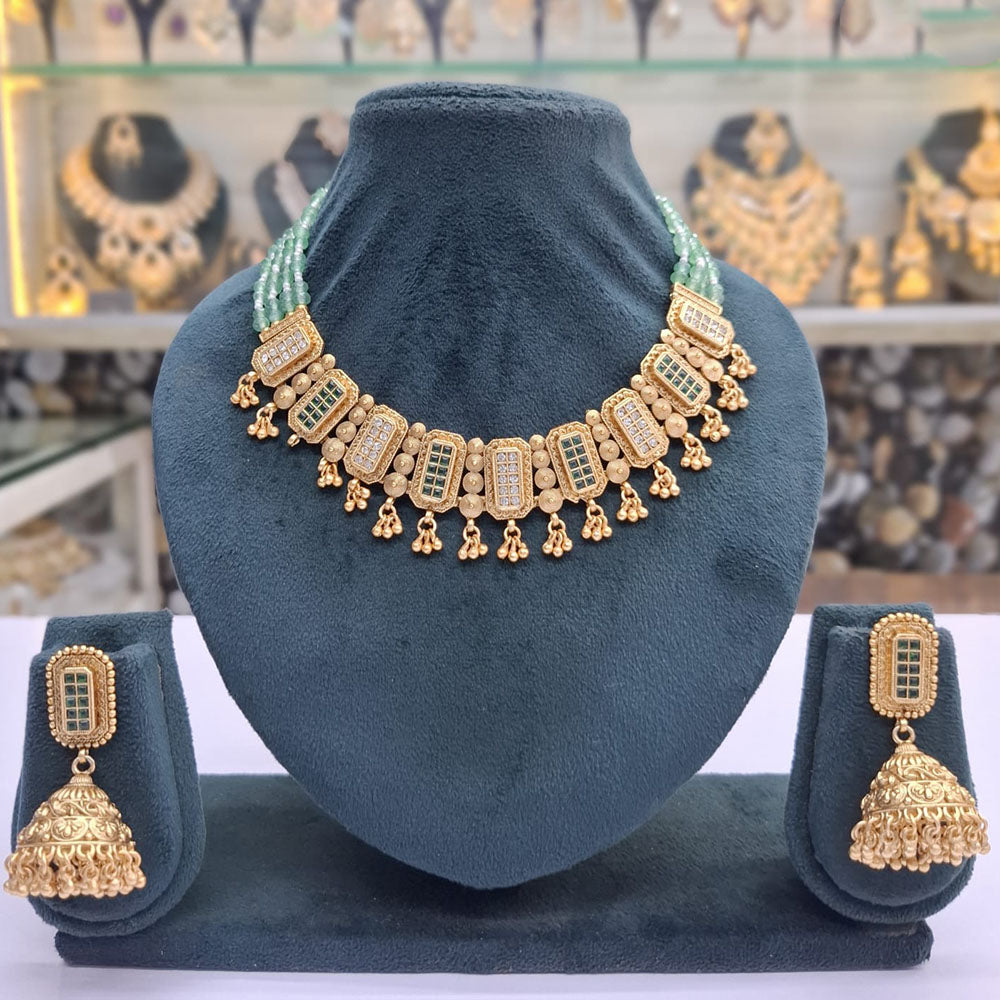 Rajwadi Collection Pota Stone Pearl And Beads Statement Necklace Set